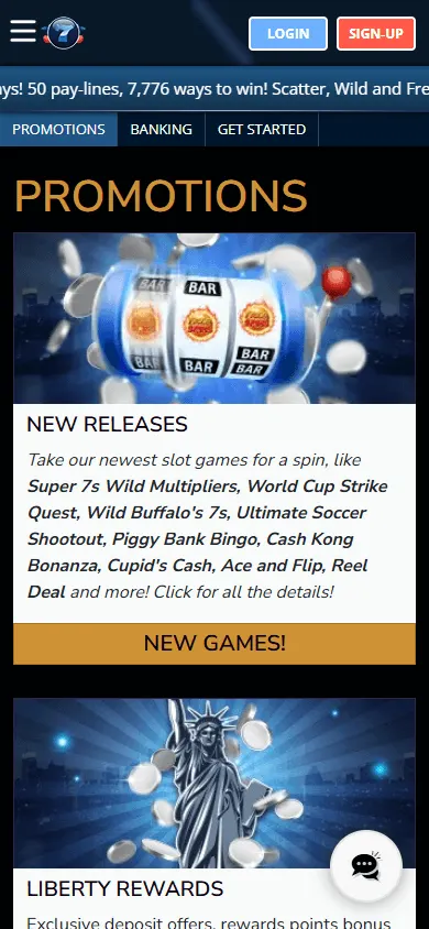 Liberty Slots Casino mobile promotions screen